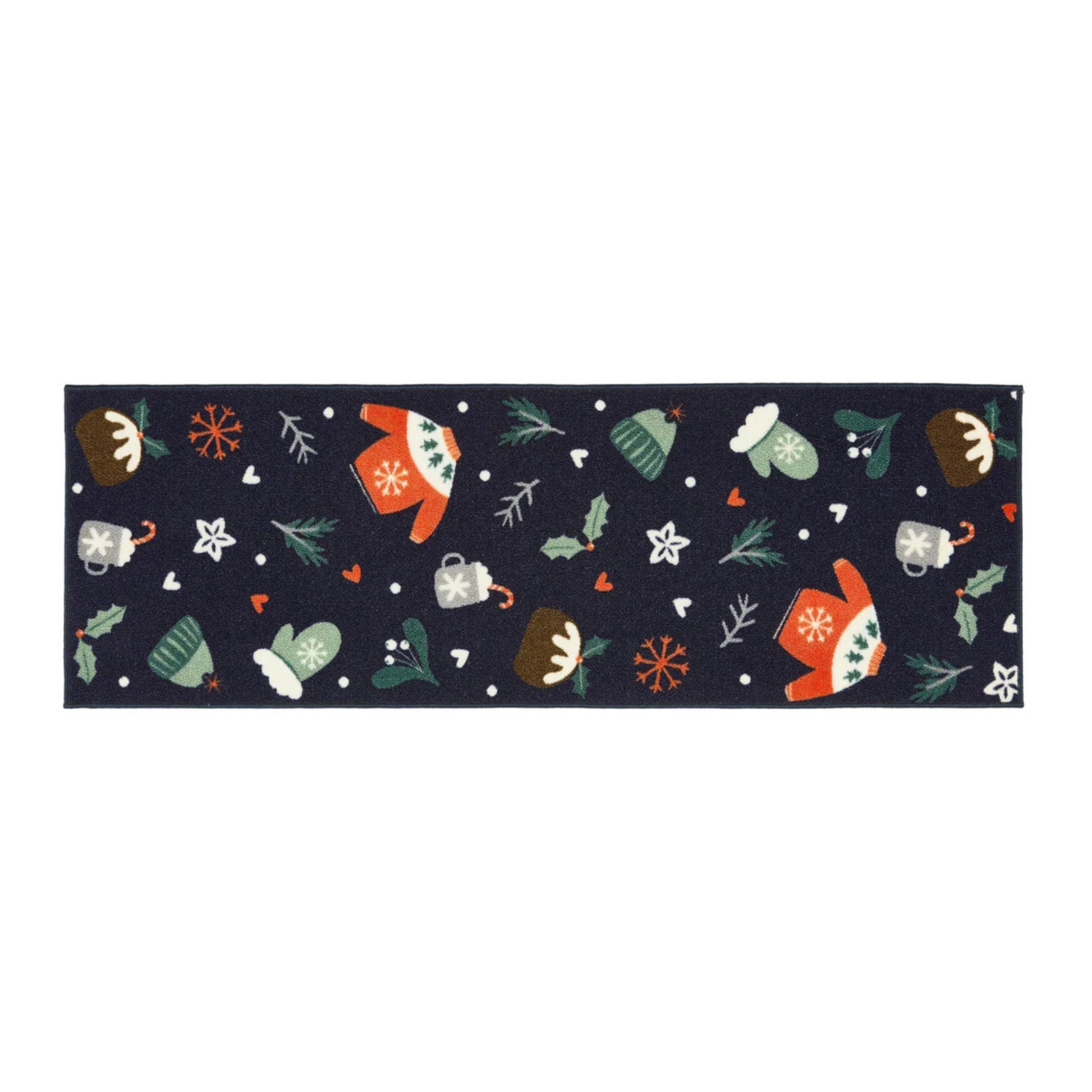 Decorative mat with winter-themed design on a white background
