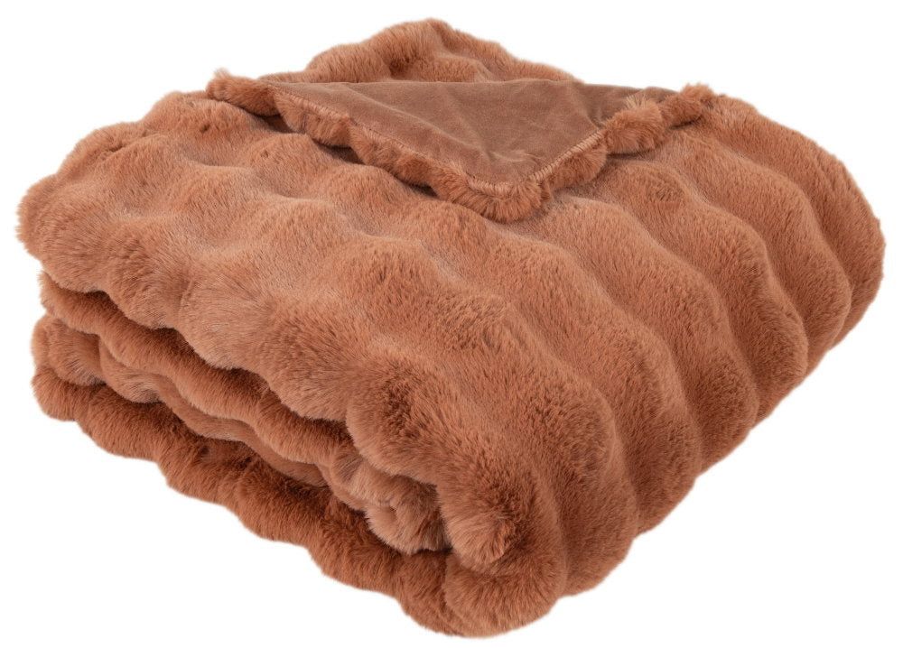 Raffles Orange Faux Fur Throw styled