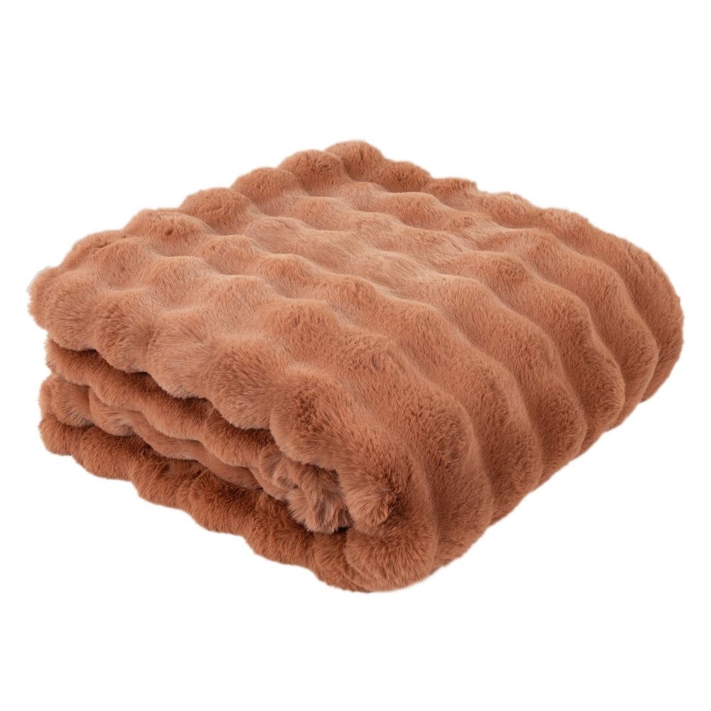 Raffles Orange Faux Fur Throw
