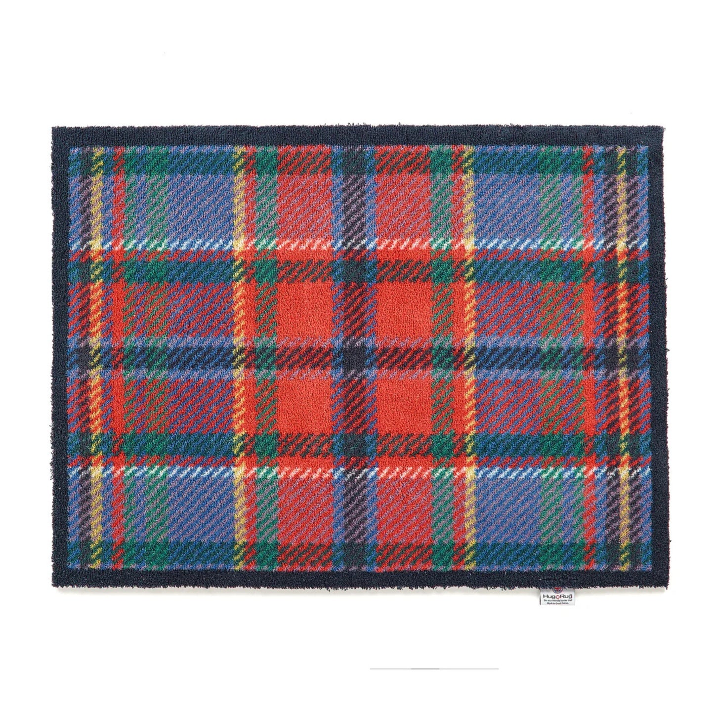 Blue and red tartan hug rug mat