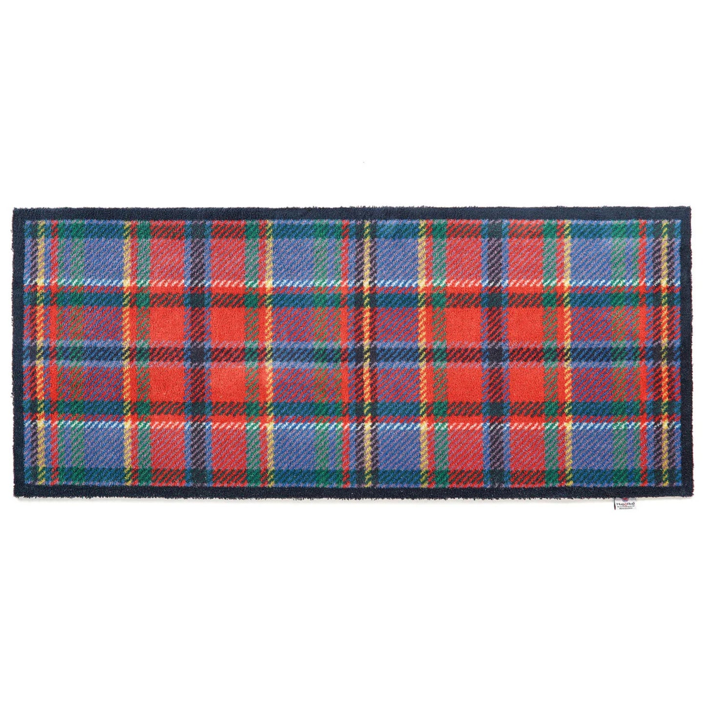 Tartan hug rug runner in red and blue