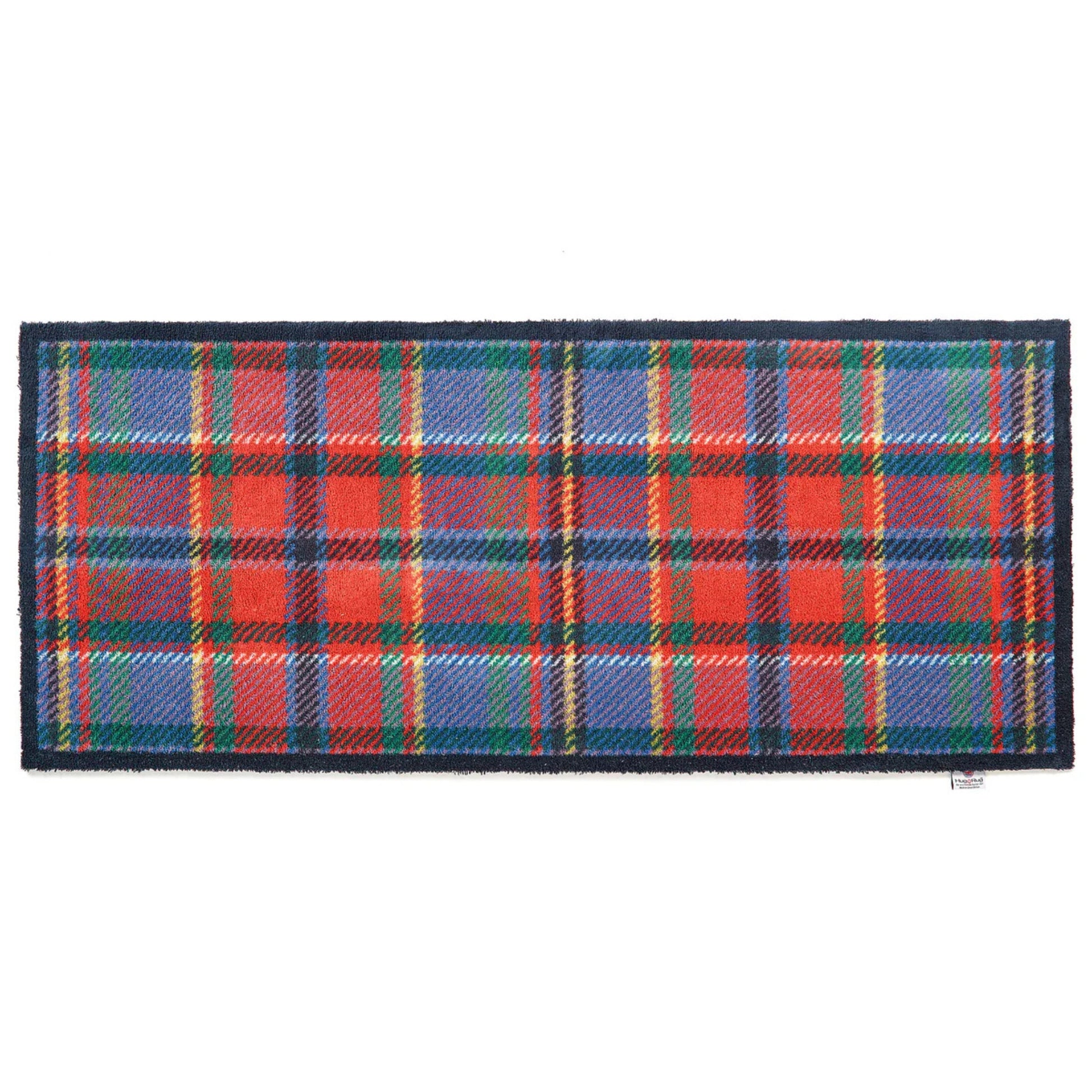 Tartan hug rug runner in red and blue