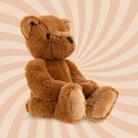 Brown Teddy on a striped background 