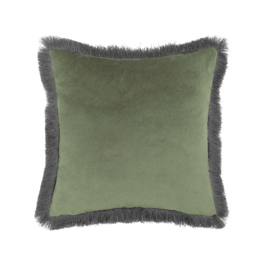 Lapis Velvet Fringed Cushion