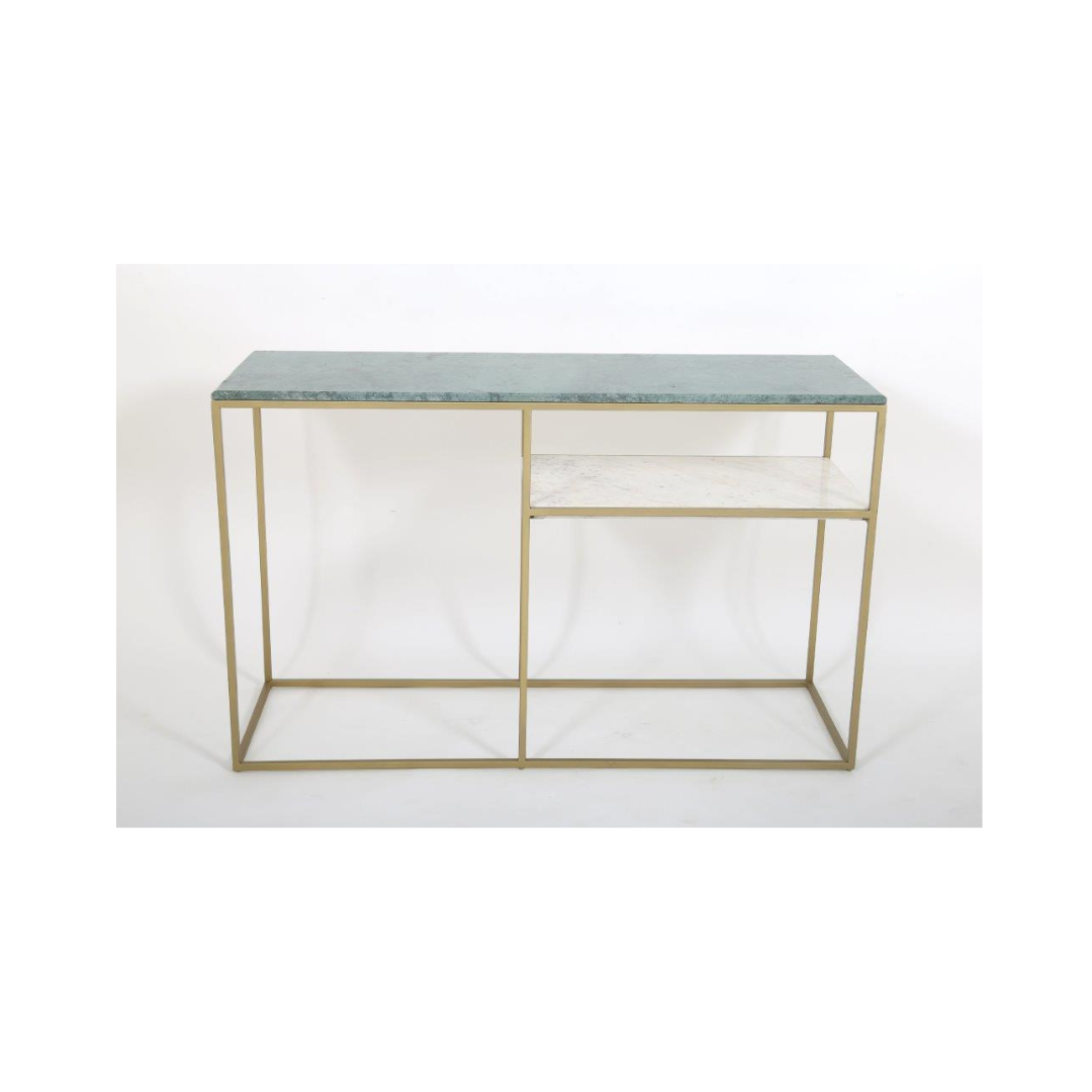 ESME GREEN & WHITE MARBLE WITH GOLD FRAME CONSOLE TABLE