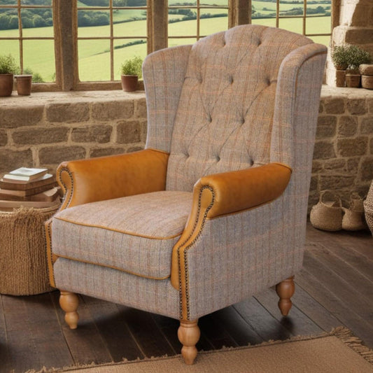 Dale Wing Armchair in Harrington Tweed
