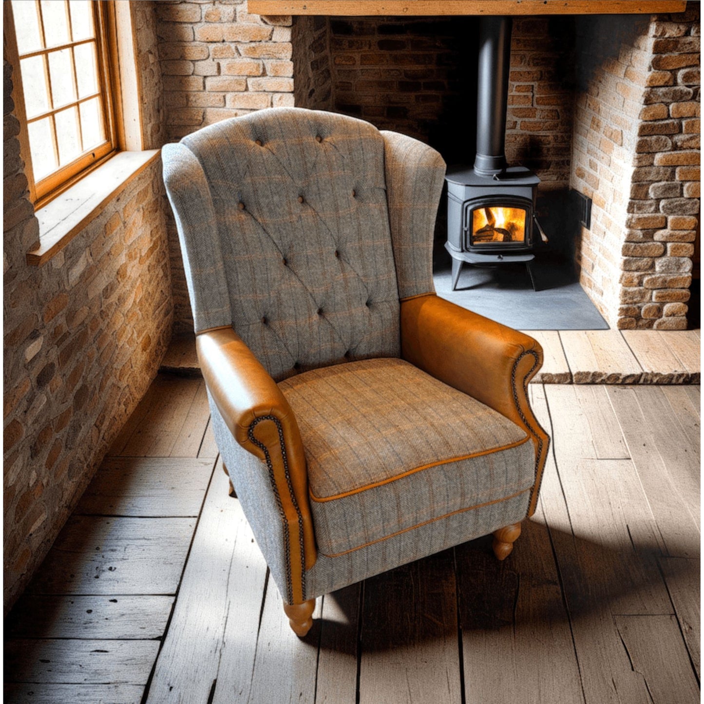 Dale Wing Armchair in Harrington Tweed