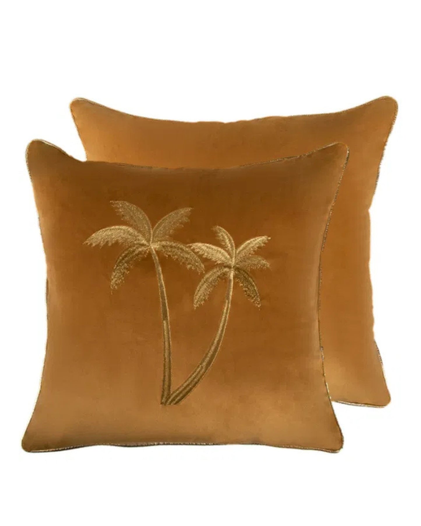 Palms Mustard Velvet Cushion