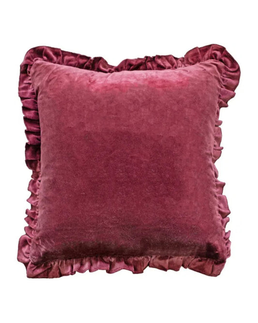 Layla Aubergine 100% Cotton Velvet Cushion