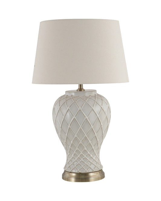 Lattice Ivory Ceramic Table Lamp