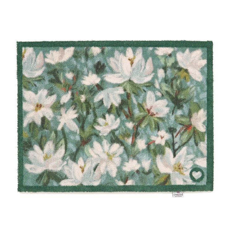 Green and white water lily design Hug Rug washable door mat 