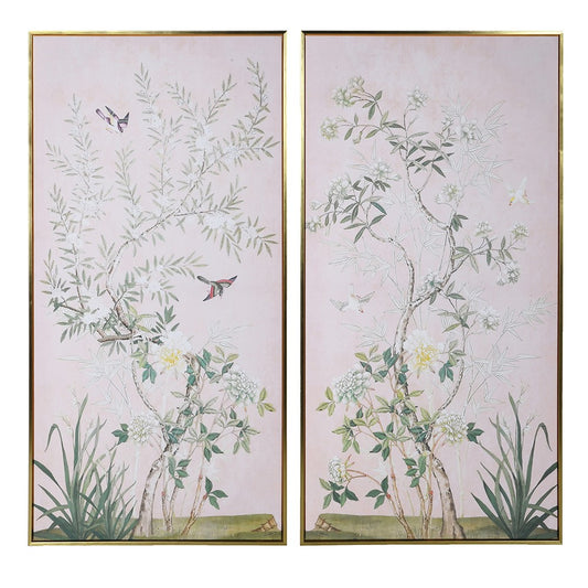 Blush Oriental Garden Wall Art Pair