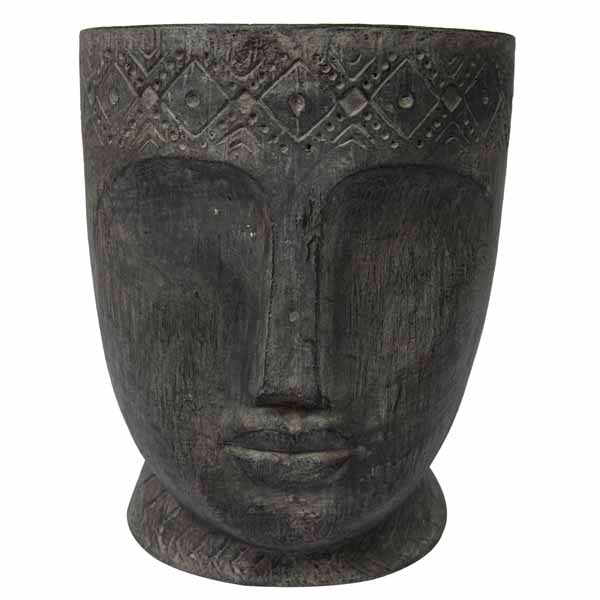 CARVED HEAD PLANT POT