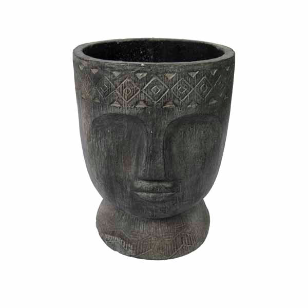 CARVED HEAD PLANT POT