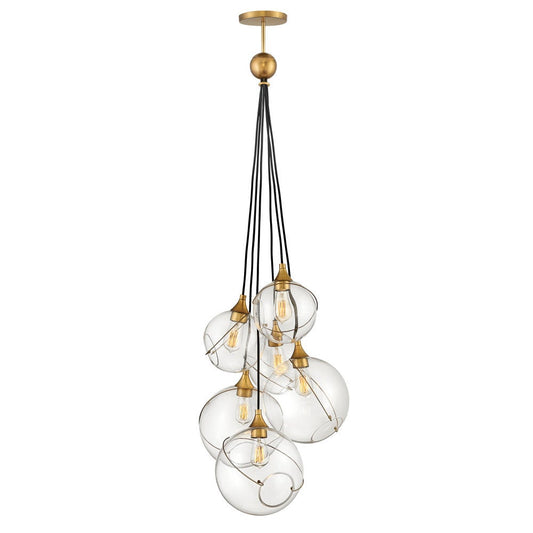 Skye Six Light Multi Tier Chandelier in Heritage Brass