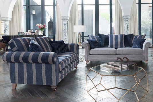 Charlbury 2 Seater Sofa, standard back, smokey oak/satin nickel castor legs