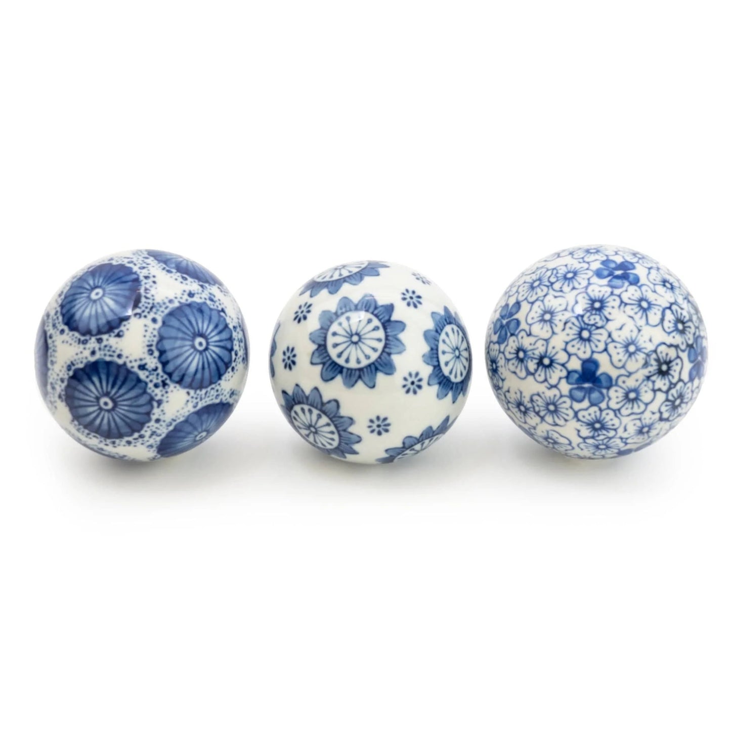 Sumatra Decorative Blue & White Balls Set of 3