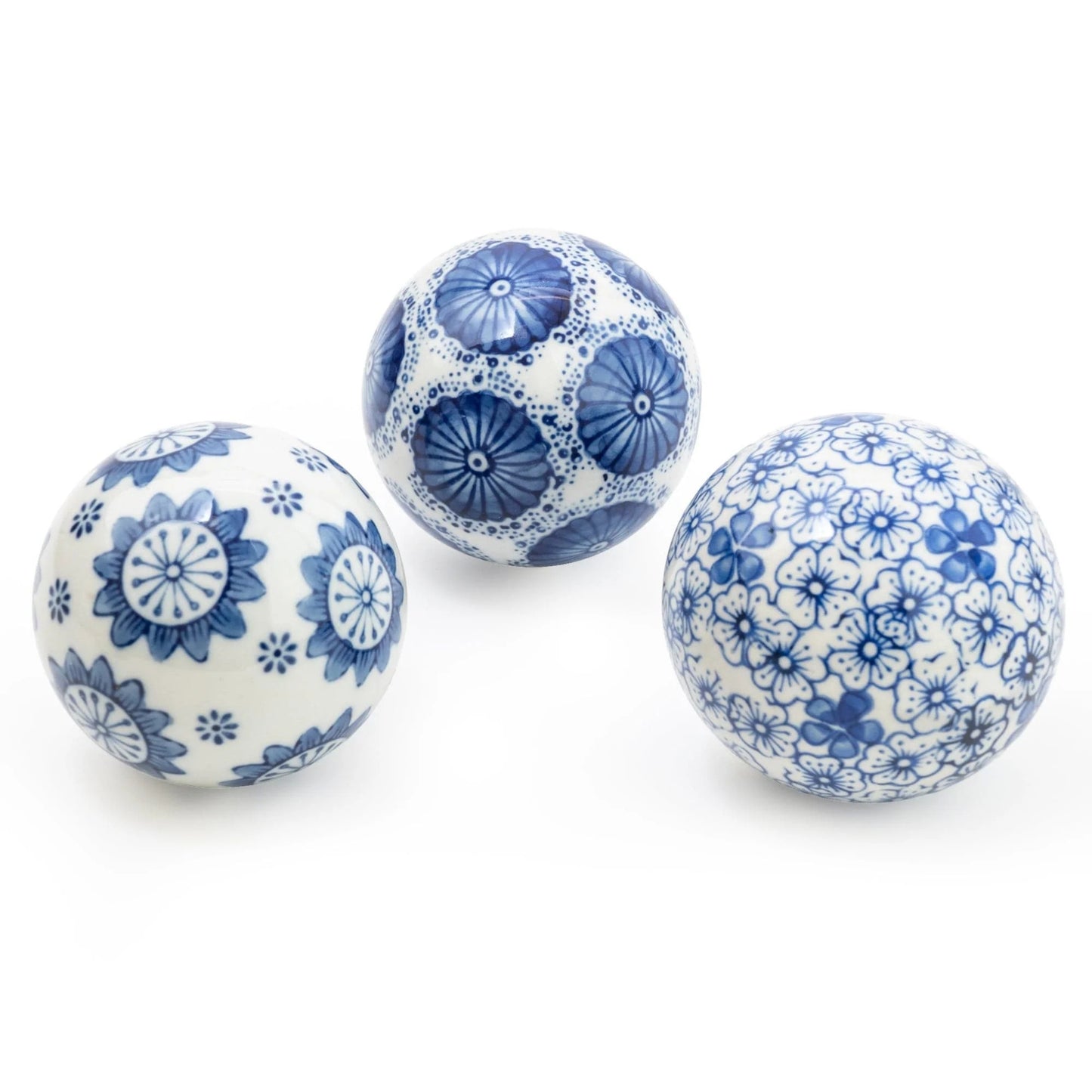 Sumatra Decorative Blue & White Balls Set of 3