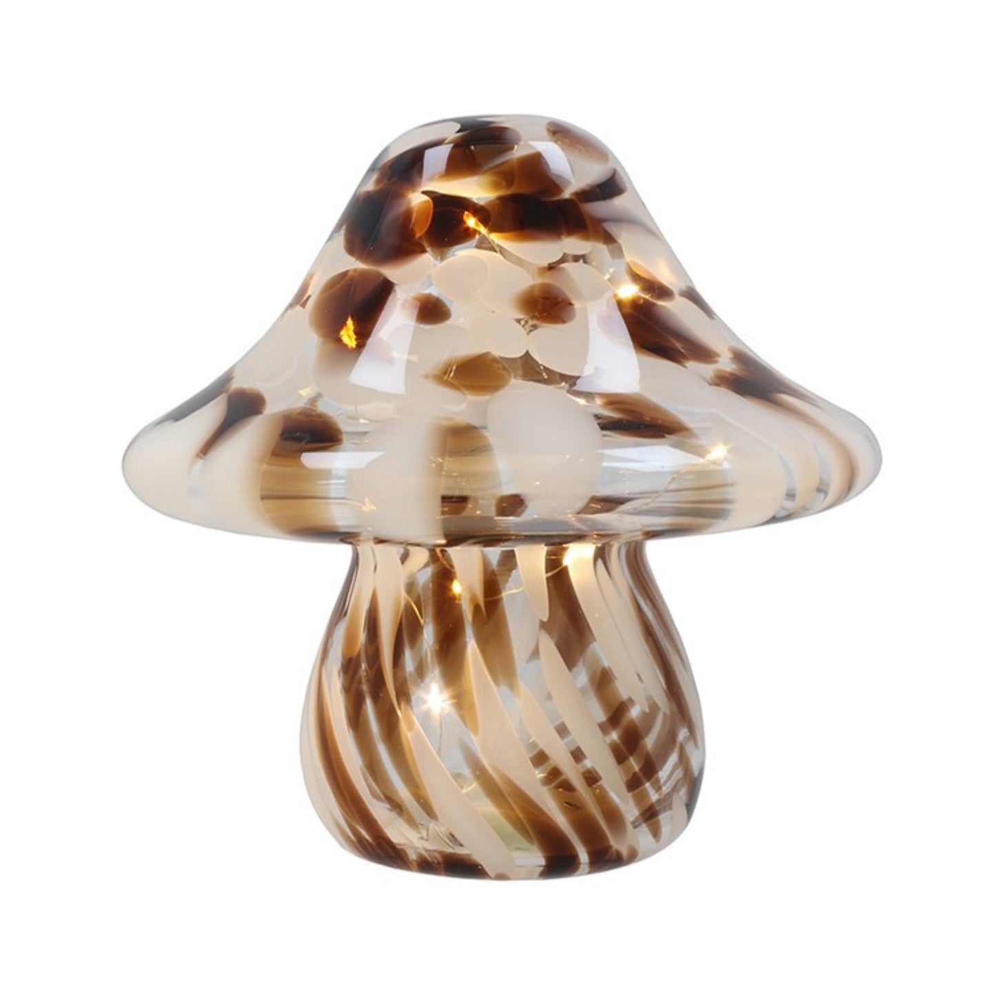 Handblown Glass Led Toadstool Led Brown