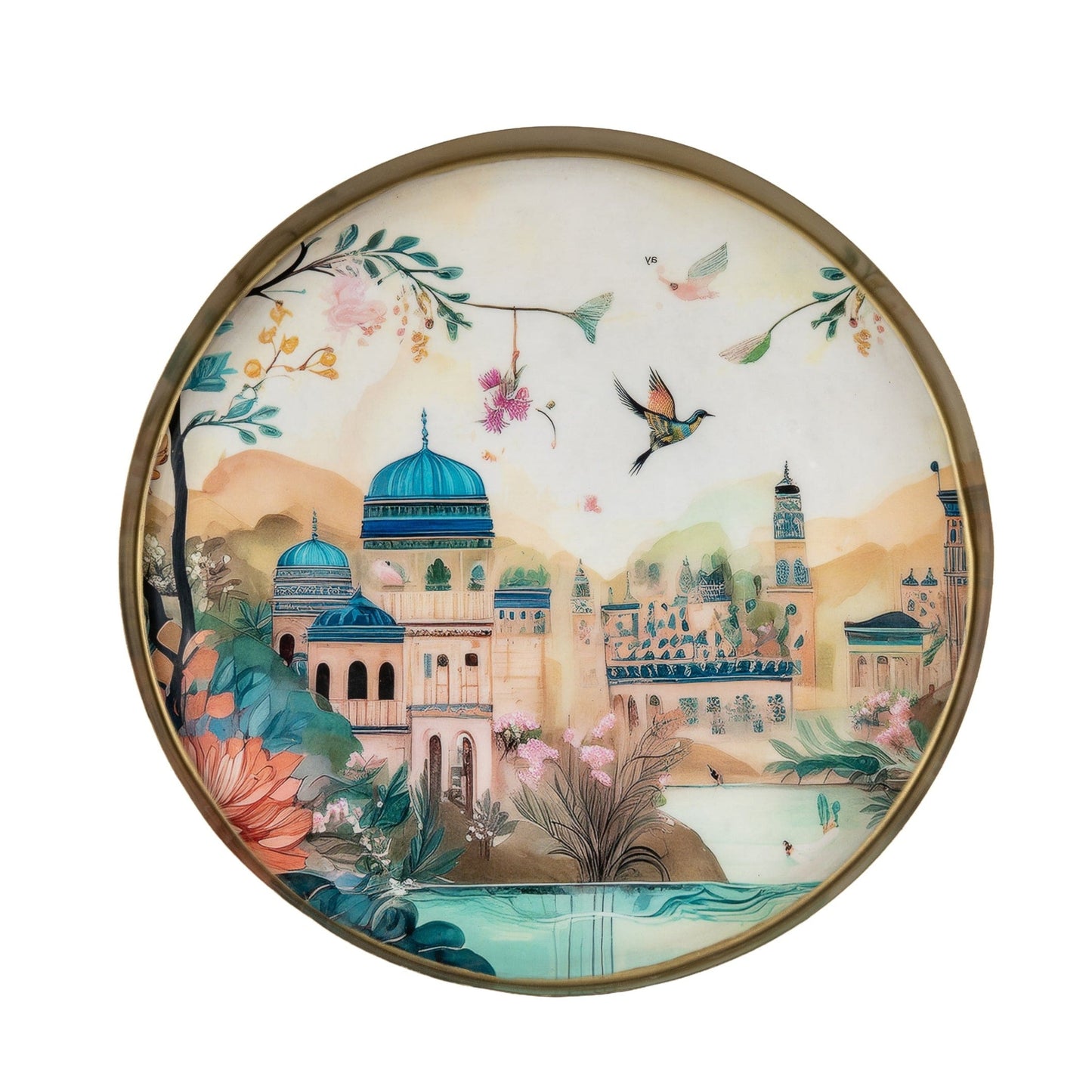Jhangye Round Metal Tray