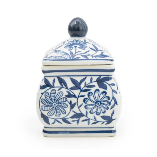 Sumatra Blue & White Square Ceramic Ginger Jar