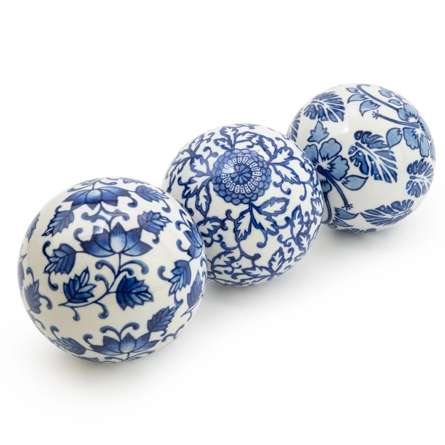 Sumatra Decorative Blue & White Balls Set of 3