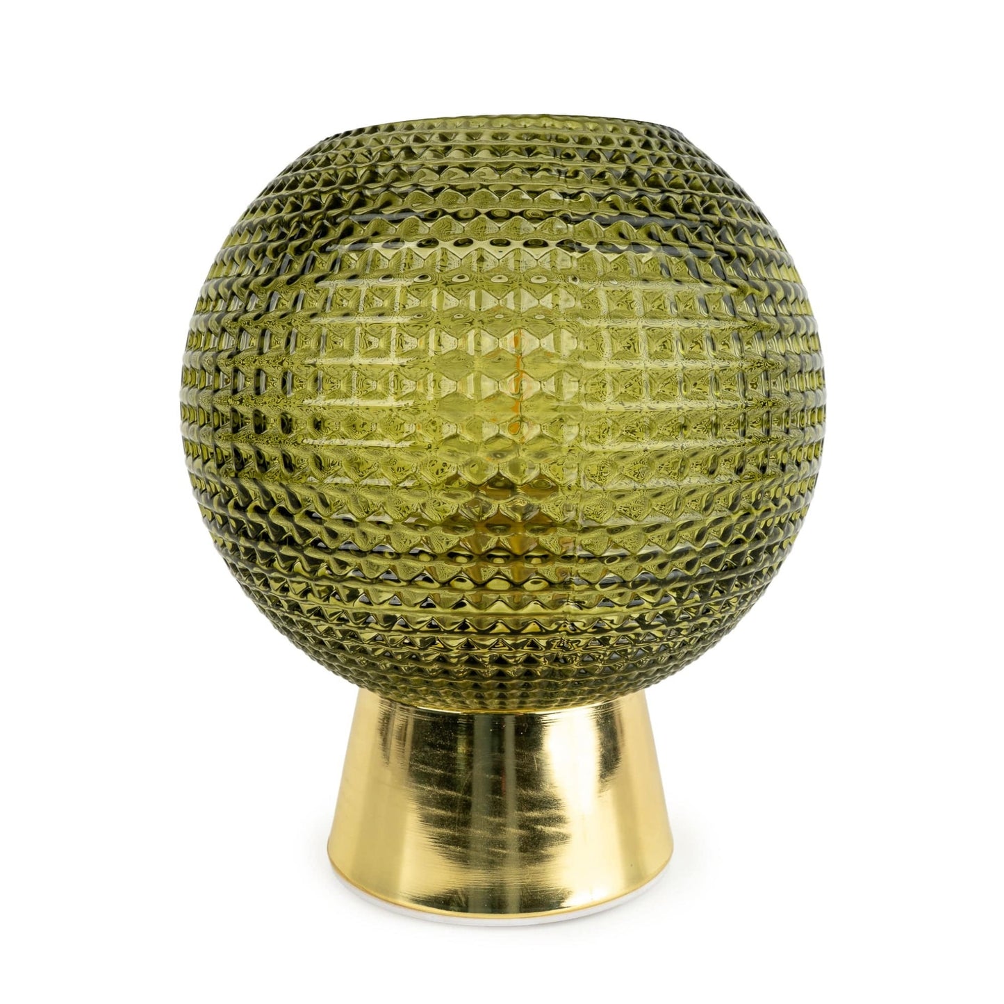 Dimpled Green Glass Ball Led Table Lamp