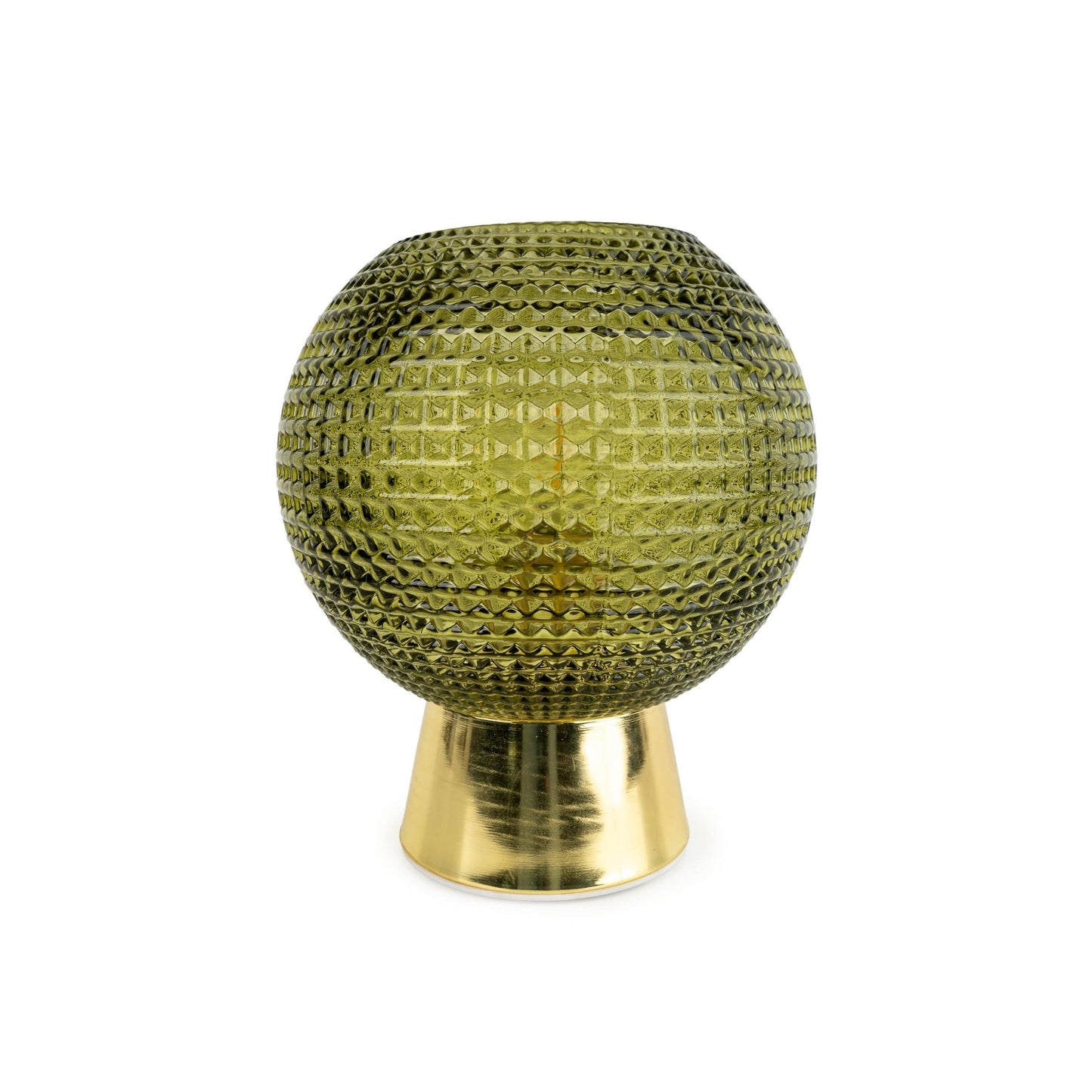 Dimpled Green Glass Ball Led Table Lamp