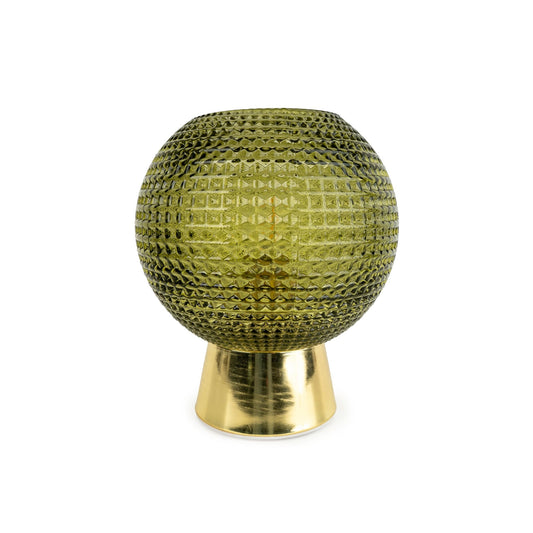 Dimpled Green Glass Ball Led Table Lamp