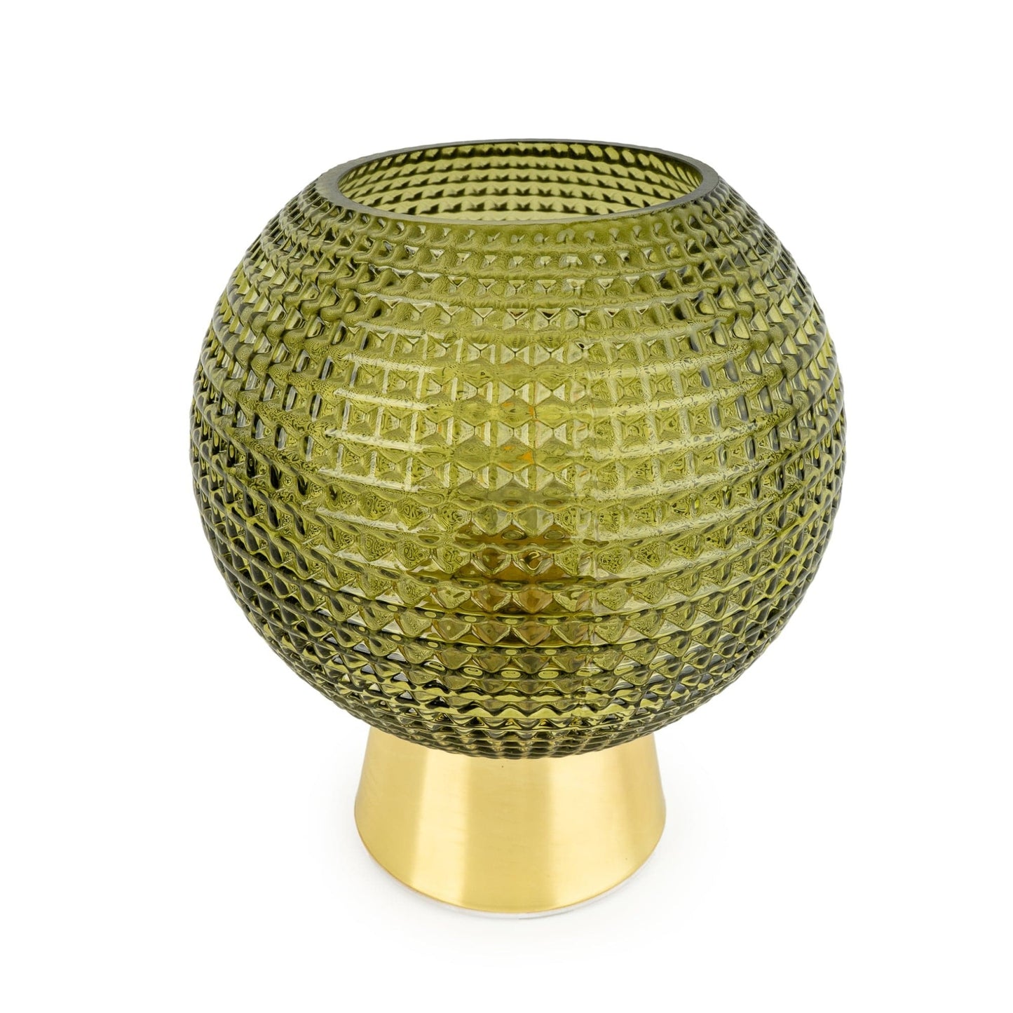 Dimpled Green Glass Ball Led Table Lamp