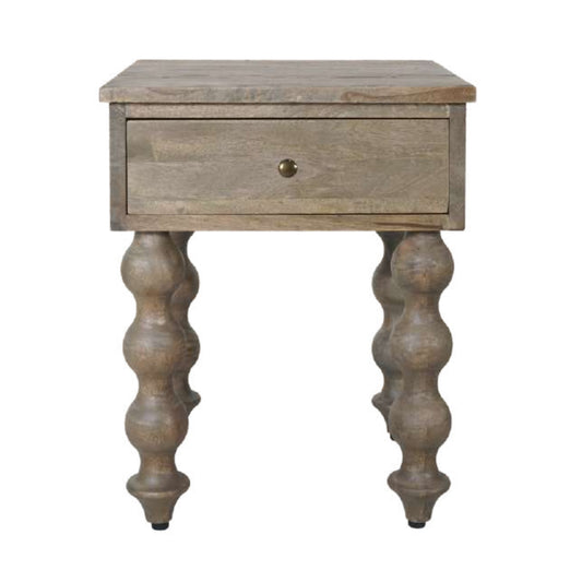 Bobbin Greywash Bedside Table