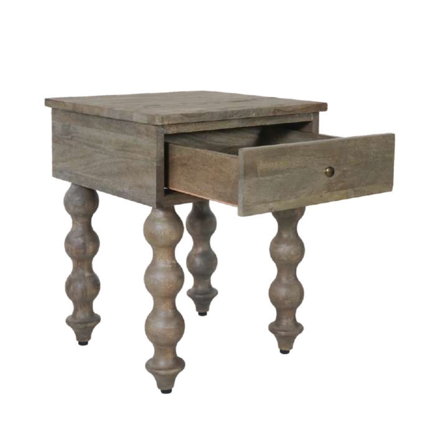 Bobbin Greywash Bedside Table