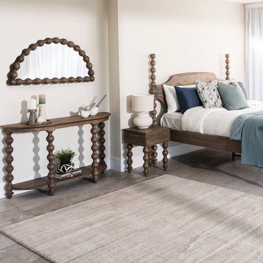 Bobbin Greywash Half Moon Mirror