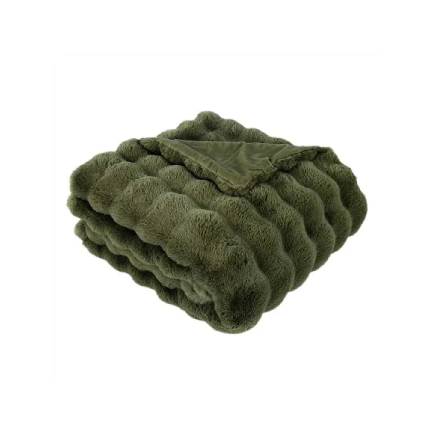 Raffles Olive Faux Fur Throw