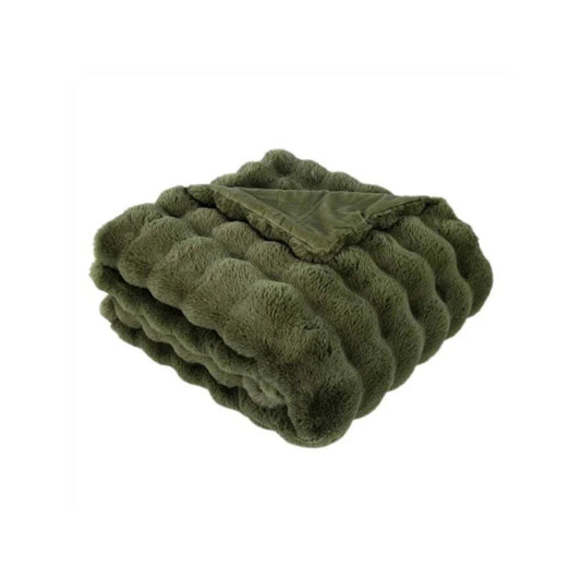 Raffles Olive Faux Fur Throw