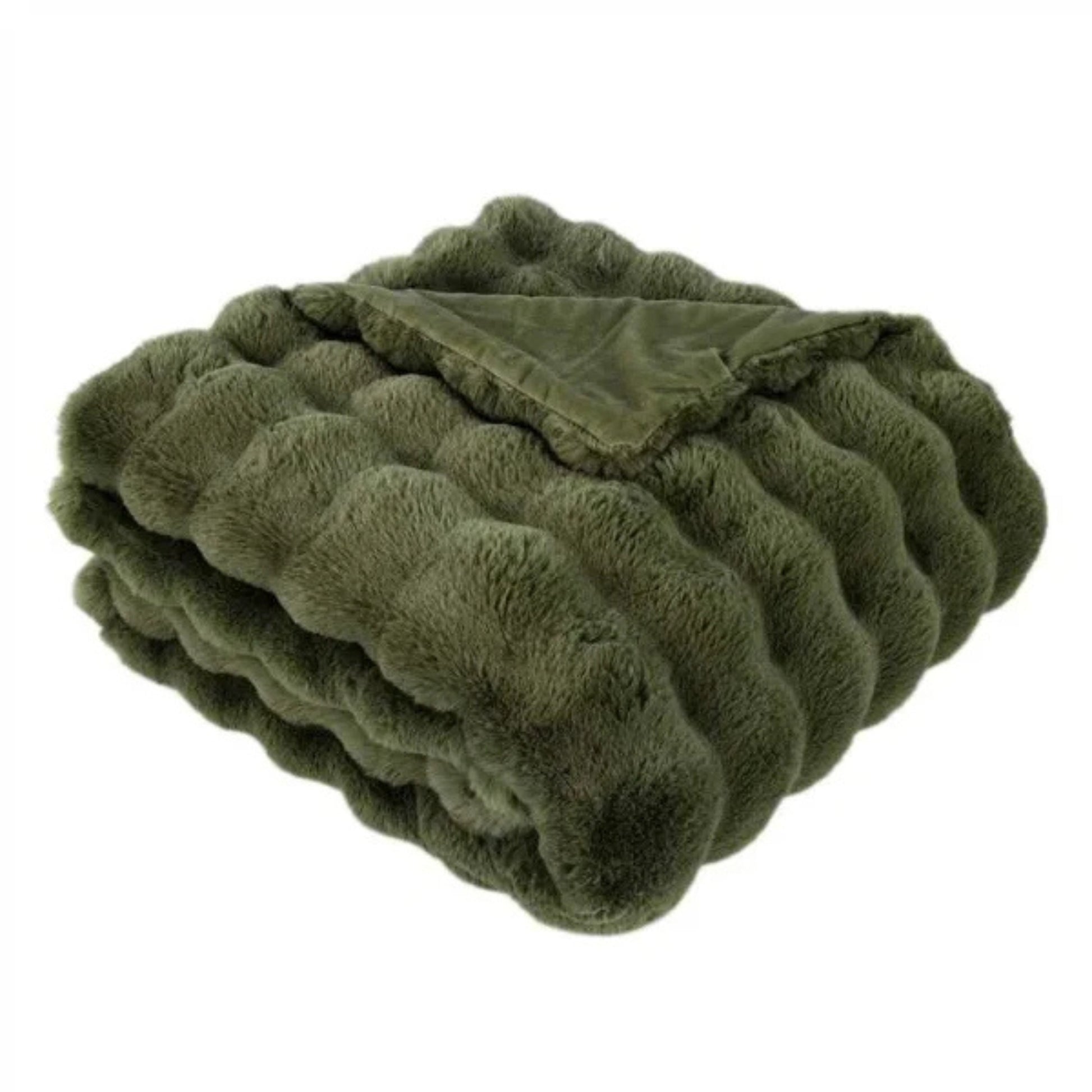 Raffles Olive Faux Fur Throw