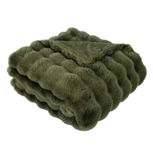 Raffles Olive Faux Fur Throw
