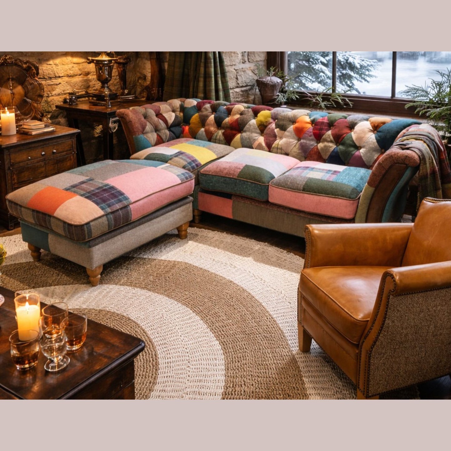Bramble Patchwork 3 Seater Chaise Sofa NEW PRICE