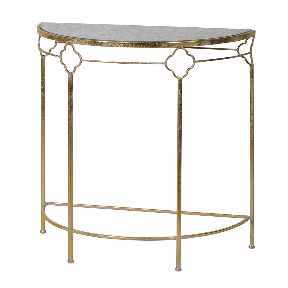 Antique Gold Half Moon Console Table