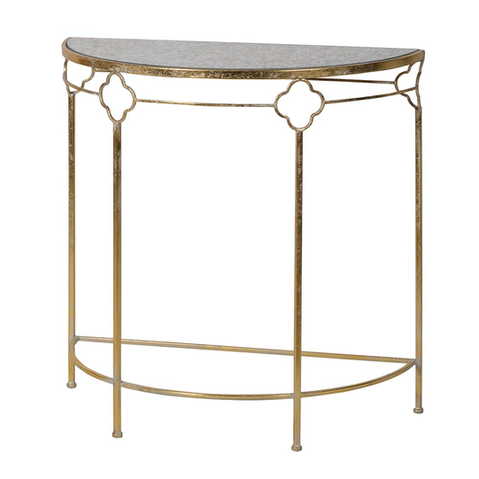 ANTIQUE GOLD HALF MOON CONSOLE TABLE