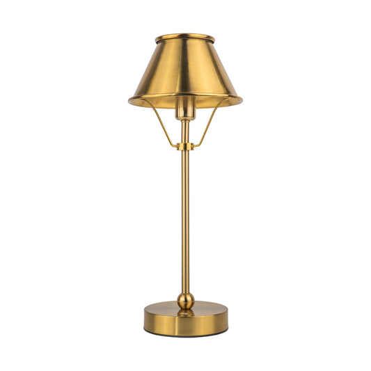 Rechargeable LED Table Lamp - Gold Metal Empire Shade