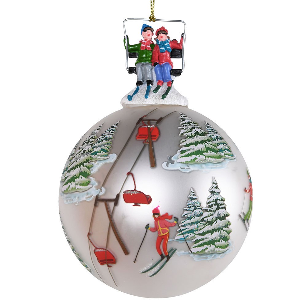 Pearlescent Ski Scene Ornament