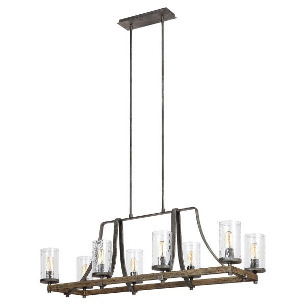 Angelo Chandelier, Distressed Weathered Oak / Slate finish