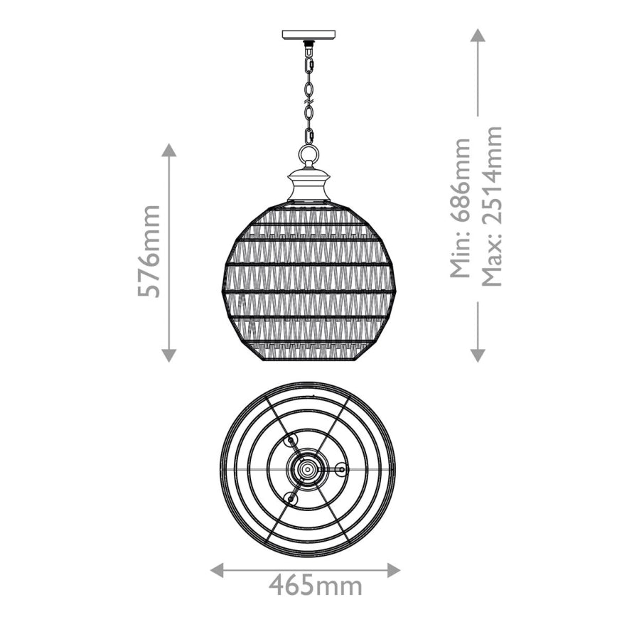 Casablanca 3 Light Pendant - Palladian Bronze