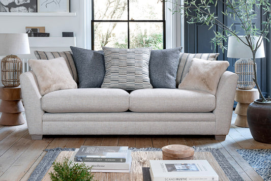 Rochelle Grand Sofa, pillow back, smokey oak feet