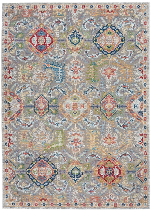 Soft grey and multi colour Turkish area rug 