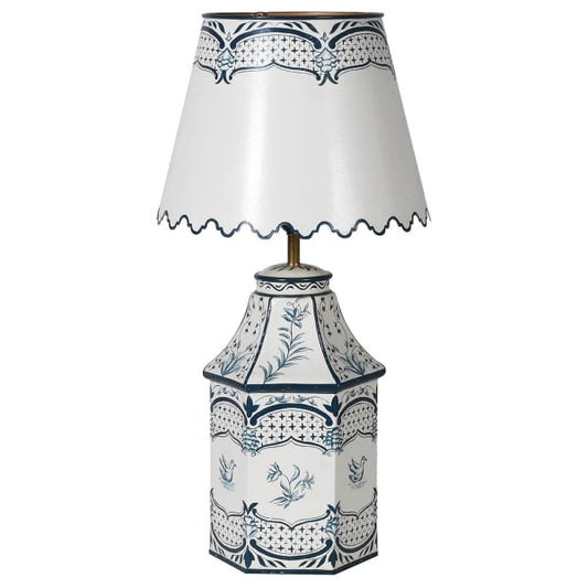 BIRD DESIGN NAVY & WHITE METAL TABLE LAMP