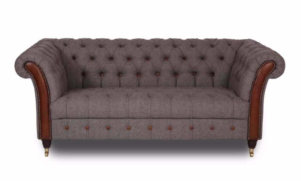 Harris tweed chesterfield 2 seater sofa 