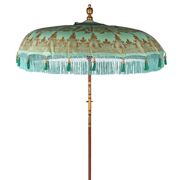 HAND PAINTED MINT & GOLD PARASOL