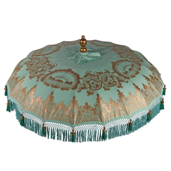 HAND PAINTED MINT & GOLD PARASOL